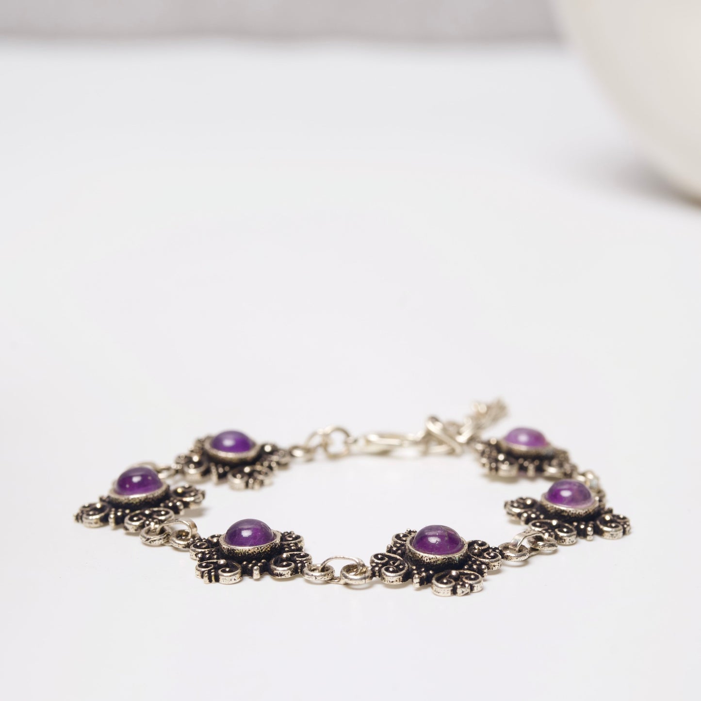 Amethyst Bracelet Sliver Oxidised