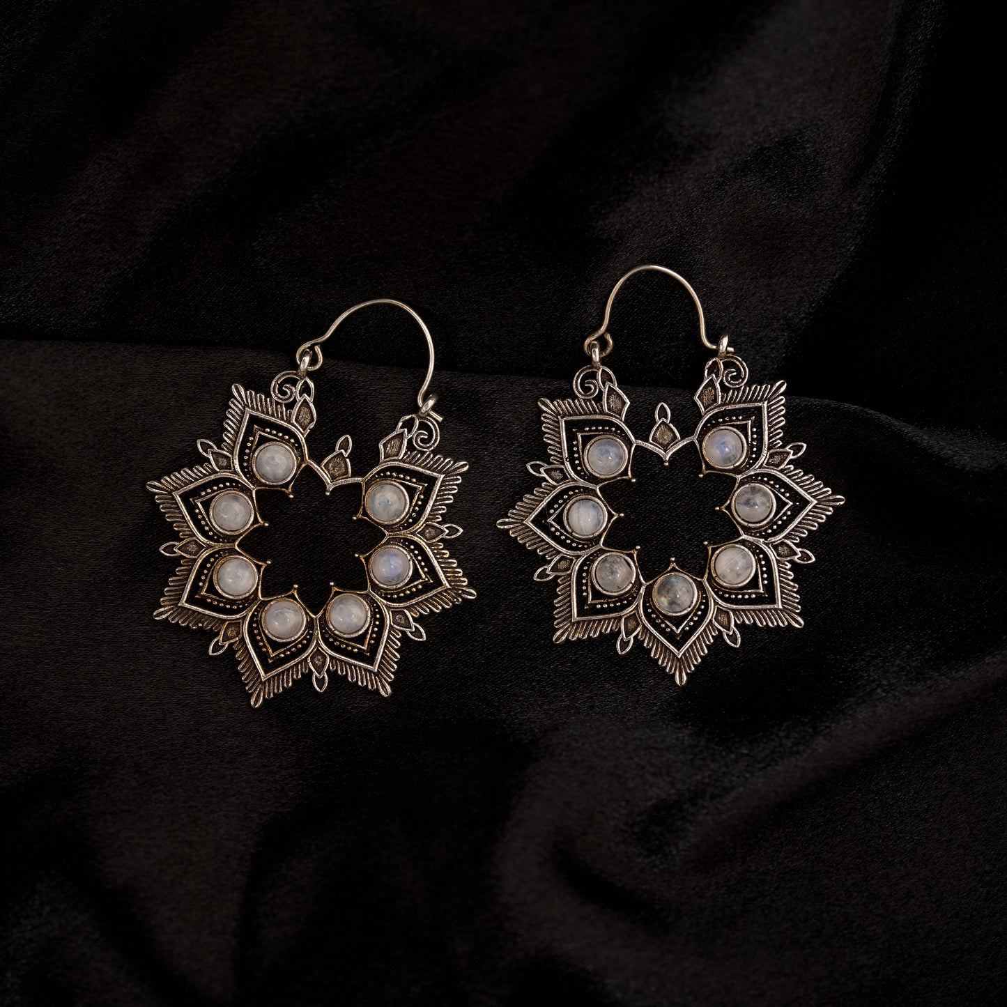Moonstone Sliver Oxidised Earring
