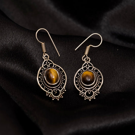 Tiger Eye Earring sliver Oxidised