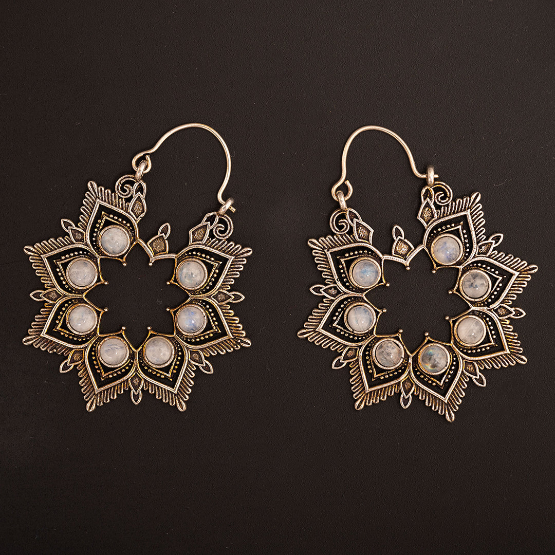 Moonstone Sliver Oxidised Earring