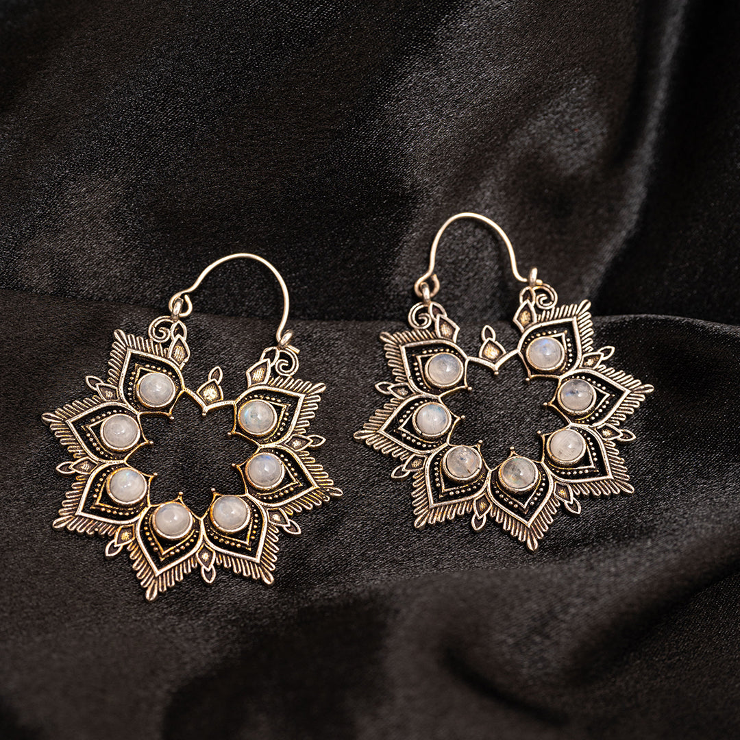 Moonstone Sliver Oxidised Earring