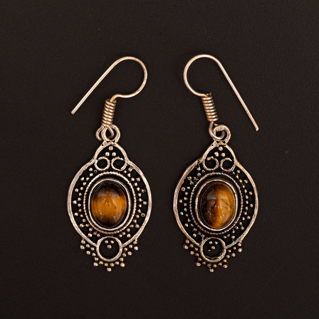 Tiger Eye Earring sliver Oxidised