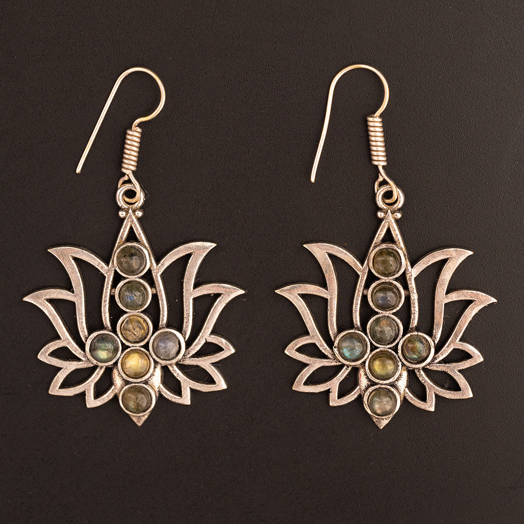 Natural Labradorite Stone Earring