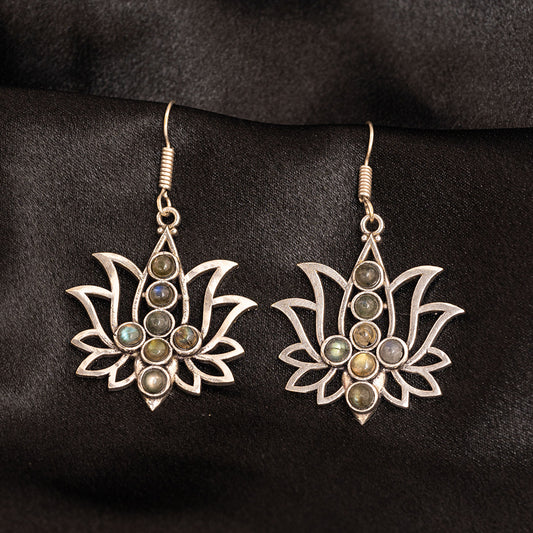 Natural Labradorite Stone Earring