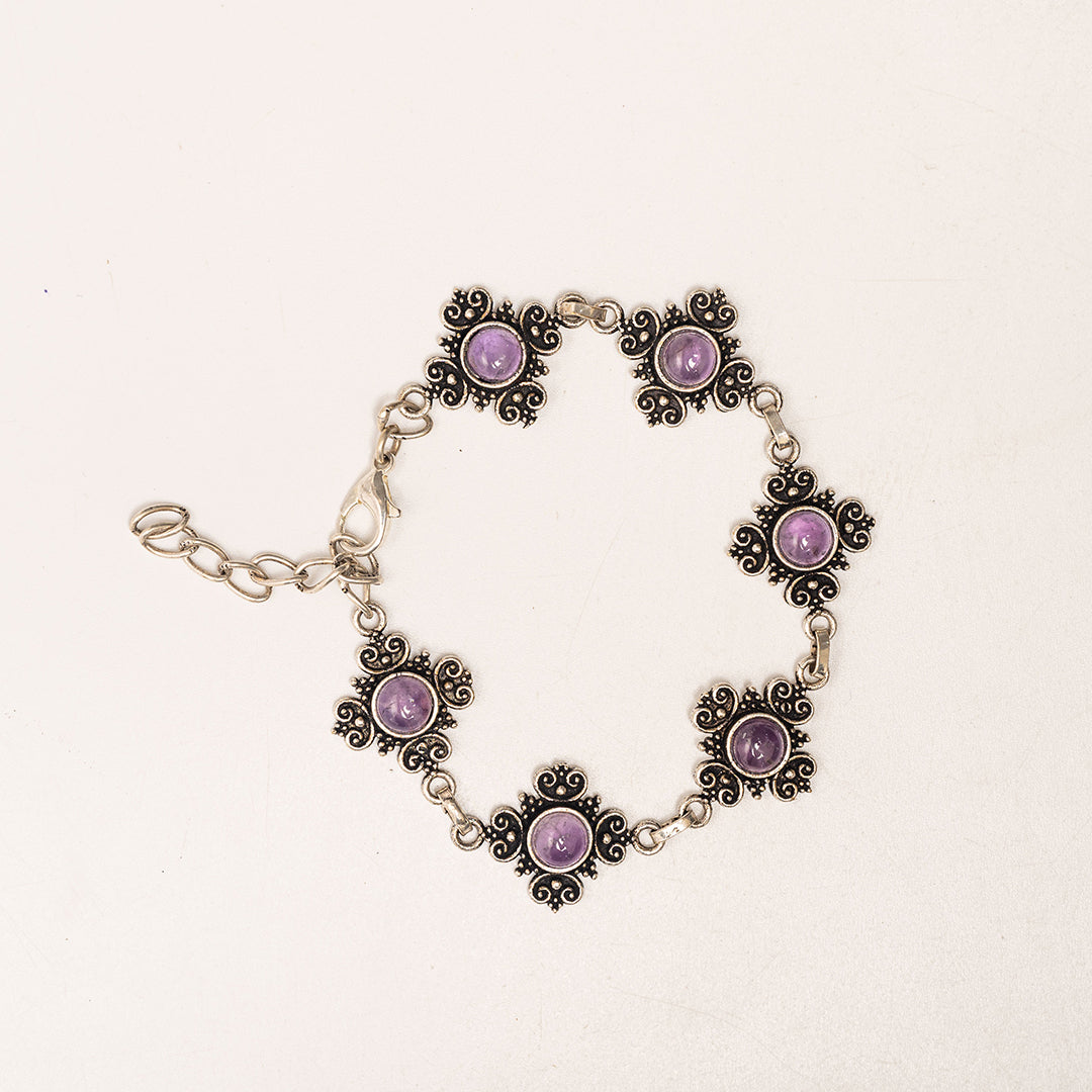 Amethyst Bracelet Sliver Oxidised